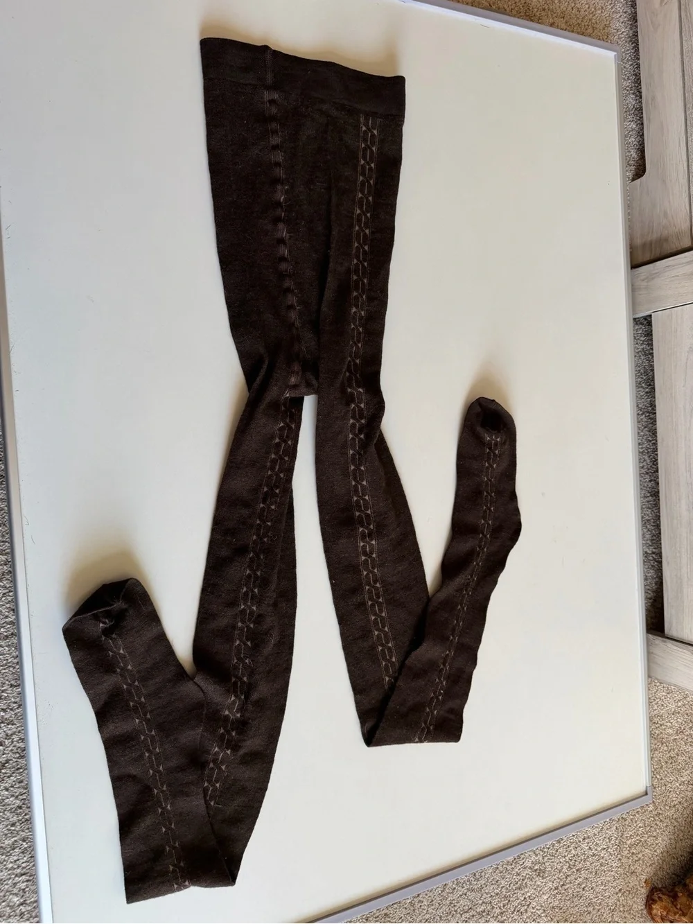 Brown Cable Knit Tights